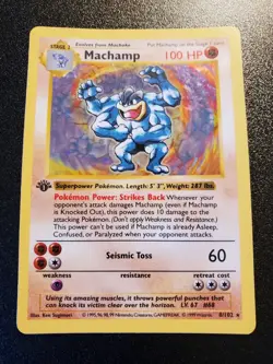 Pokemon TCG Machamp Base Set 8/102 Holo 1st Edition Shadowless Holo Rare - Image 1