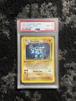 1999 Machamp Holo Rare 1st Edition Base Set 8/102 Pokemon TCG PSA NM-MT 8 - Image 1