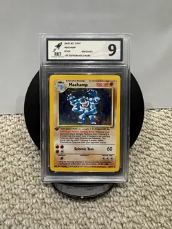 Pokemon TCG Machamp 1st Edition Holo Rare Card Base Set 8/102 Grade 9 - Image 1