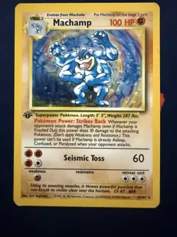 Pokemon TCG Machamp Base Set 8/102 Holo 1st Edition Holo Rare - Image 1
