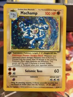 Pokemon TCG Machamp Base Set 8/102 Holo 1st Edition Holo Rare - Image 1