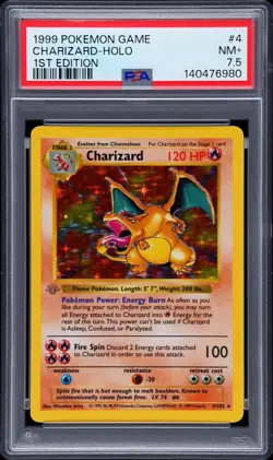 1999 POKEMON BASE SET 1ST EDITION #4 CHARIZARD-HOLO PSA 7.5 - Image 1
