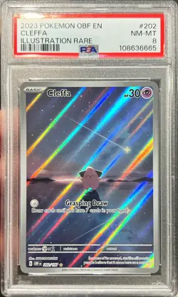 2023 Pokemon Obsidian Flames Cleffa IR Illustration Rare Holo 202/197 PSA 8 - Image 1