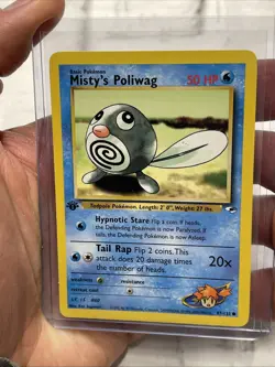 Misty's Poliwag 87/132 1st Edition Gym Heroes Common 2000 Pokemon TCG WOTC NM/MT - Image 1