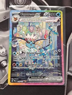 Pokemon TCG Vaporeon EX Prismatic Evolutions SIR 149/131 DMG - Image 1