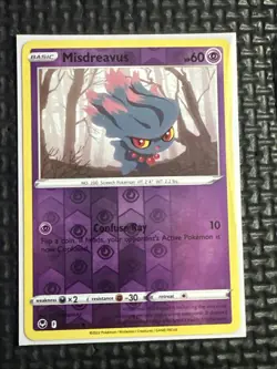 Pokemon TCG Card: MISDREAVUS 63/195 Reverse Holo | Common | Silver Tempest | NM - Image 1
