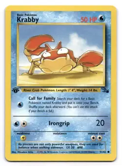 Krabby LP 51/62 1st Edition Fossil Pokemon TCG Regular - Image 1