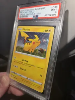 Pokemon - Pikachu - Holo - SWSH - 2020 - Black Star Promo PSA 9 - *SWIRL* 🌀👀✨ - Image 1