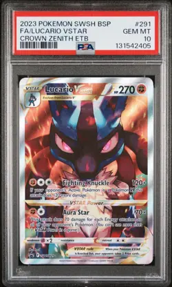 PSA 10 LUCARIO VSTAR SWSH291 BLACK STAR PROMO CROWN ZENITH ETB POKEMON 😍 - Image 1