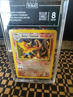 Blaine’s Charizard 2/132 Holo Rare TAG 8 NM-MT 2000 Pokemon Gym Challenge - Image 2