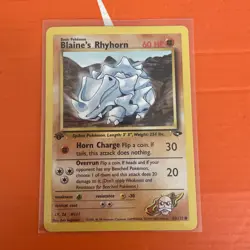 Pokemon TCG Blaine's Rhyhorn 65/132 1st Edition Gym Challenge Common WOTC - Image 1