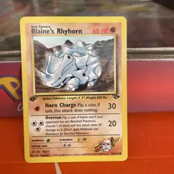Pokemon TCG Blaine's Rhyhorn 65/132 1st Edition Gym Challenge Common WOTC - Image 3
