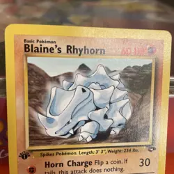 Pokemon TCG Blaine's Rhyhorn 65/132 1st Edition Gym Challenge Common WOTC - Image 4