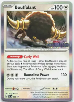 Bouffalant Promo SV: Scarlet & Violet Promo Cards SVP Colorless Holofoil 136 NM - Image 1