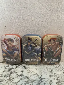 Bandai ONE PIECE TIN SET OF 3 VOL 2 OP-13 TS-02 FACTORY SEALED - Image 1