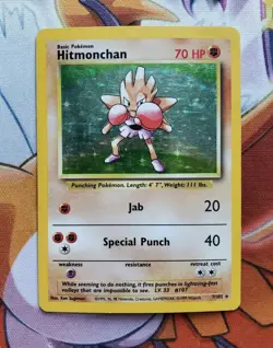 Hitmonchan 7/102 LP Holo Rare Base Set Unlimited Edition Pokemon Card 1999 WOTC - Image 1