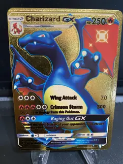 Pokemon Charizard GX 250HP Gold Foil Fan Art Display Card - Image 1
