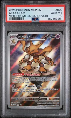 2025 POKEMON MEP EN-ME BLACK STAR PROMO #009 ALAKAZAM PSA 10 - Image 1