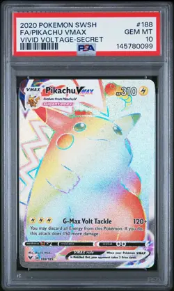 2020 POKEMON SWORD & SHIELD VIVID VOLTAGE SECRET FULL ART/PIKACHU VMAX PSA 10 - Image 1