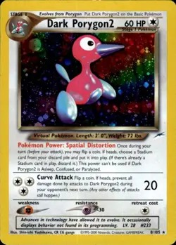 Pokemon Dark Porygon2 8/105 Neo Destiny Holo Rare Lightly Played - Image 1