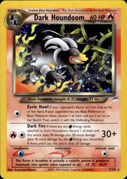 Pokemon Dark Houndoom 7/105 Neo Destiny Holo Rare Lightly Played - Image 1