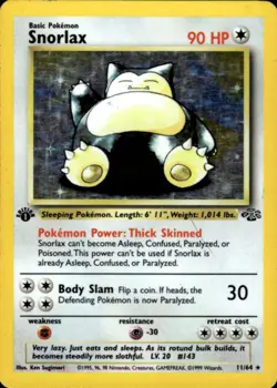 Pokemon Snorlax 11/64 Jungle Holo Rare 1st Edition Heavily Played - Image 1