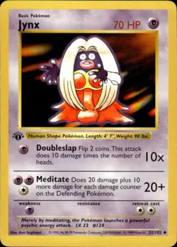 Pokemon Jynx 31/102 Base Set Uncommon 1st Edition Moderately Played - Image 1