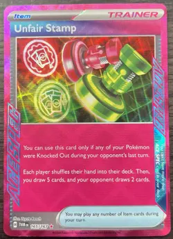 Unfair Stamp 165/167 Pokemon TCG S&V Twilight Masquerade Ace Spec MINT NM - Image 1