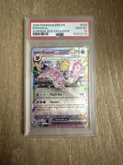 Pokemon TCG Prismatic Evolutions Espeon EX Stamped Surprise 034/131 Promo PSA 10 - Image 1