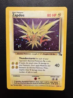 Pokemon Zapdos Holo Rare 15/62 Fossil NM - Image 1