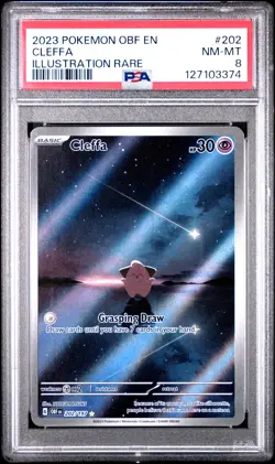 2023 POKEMON OBF EN-OBSIDIAN FLAMES ILLUSTRATION RARE #202 CLEFFA PSA 8 - Image 1