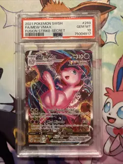 Pokemon 2021 Mew VMAX #269 Fusion Strike SECRET ALT ART VMAX HOLO PSA 10 - Image 1