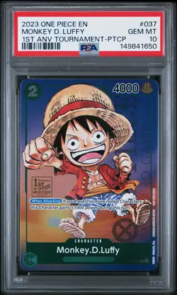 2023 ONE PIECE PROMOS 1ST ANV TOURNAMENT-PARTICIPATION MONKEY D. LUFFY PSA 10 - Image 1
