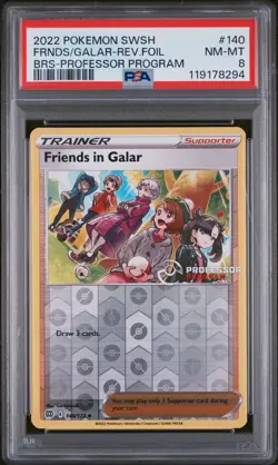 Pokemon TCG Friends In Galar 140/172 PSA 8 Professor Program Stamped Promo Card - Image 1