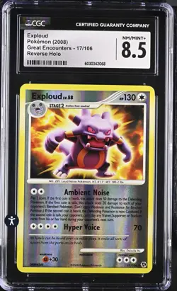 Pokemon Great Encounters 17/106 Exploud Reverse Holo 2008 CGC 8.5 NM/MINT+ - Image 2