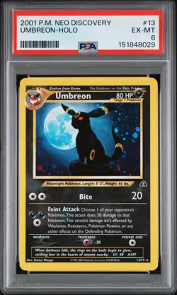 2001 POKEMON NEO DISCOVERY #13 UMBREON-HOLO PSA 6 - Image 1