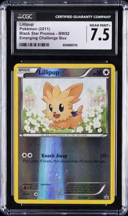 2011 BLACK STAR PROMOS POKEMON EMERGING CHALLENGE BOX #BW52 LILLIPUP CGC 7.5 - Image 1