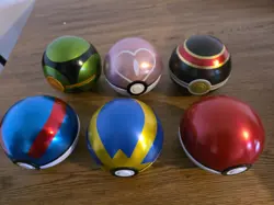 Pokemon 6x Pokeball tins inc rare Love Ball Tin - (D21) - - Image 1