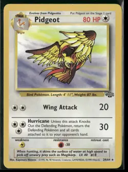 ✰ PIDGEOT 24/64 UNLIMITED RARE JUNGLE POKEMON ✰ DMG - Image 2
