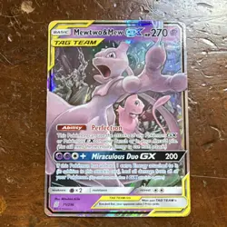 Pokemon Mewtwo & Mew GX TAG TEAM Ultra Rare Holo Sm-Unified Minds 71/236 270 HP - Image 1