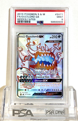 NEW 2019 POKEMON SUN & MOON HIDDEN FATES SV71 FULL ART GUZZLORD GX PSA 9 - MINT - Image 1