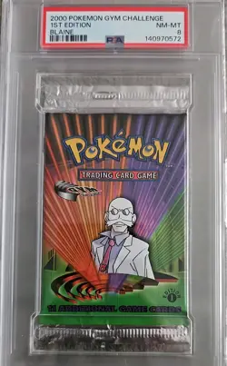 PSA 8 - Gym Challenge BLAINE 1st Edition Pokemon Booster Pack - Image 1