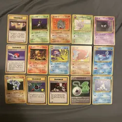 VINTAGE Pokemon lot of 15 TCG Base Set Jungle Fossil Trainer Card WOTC 1st Ed IR - Image 1