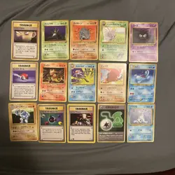 VINTAGE Pokemon lot of 15 TCG Base Set Jungle Fossil Trainer Card WOTC 1st Ed IR - Image 2