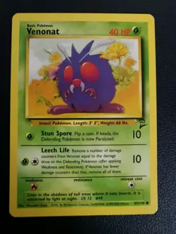 Pokemon Card Venonat 97/130 Base Set 2 Common WOTC - Image 1
