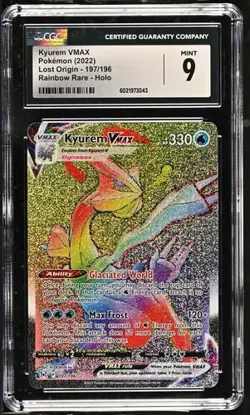 2022 Kyurem VMAX 197/196 Lost Origin Pokemon Card Rainbow Rare Holo foil CGC 9 - Image 1