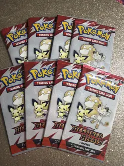 Pokemon TCG 8 Fun Packs – Destined Rivals – Sealed 3-Cards Each Pack. - Image 1