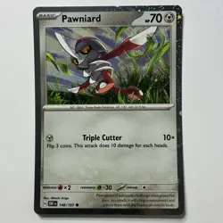 Pawniard 148/197 Reverse Holo Cosmo Swirl Obsidian Flames Pokemon Card - Image 1