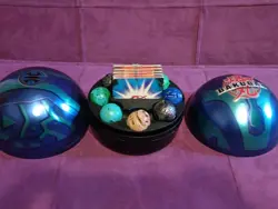 Bakugan Tin Lot: Blue/teal Bakusphere Battle Brawlers Round Holder CARDS 8 BALLS - Image 1