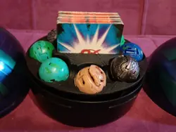 Bakugan Tin Lot: Blue/teal Bakusphere Battle Brawlers Round Holder CARDS 8 BALLS - Image 2